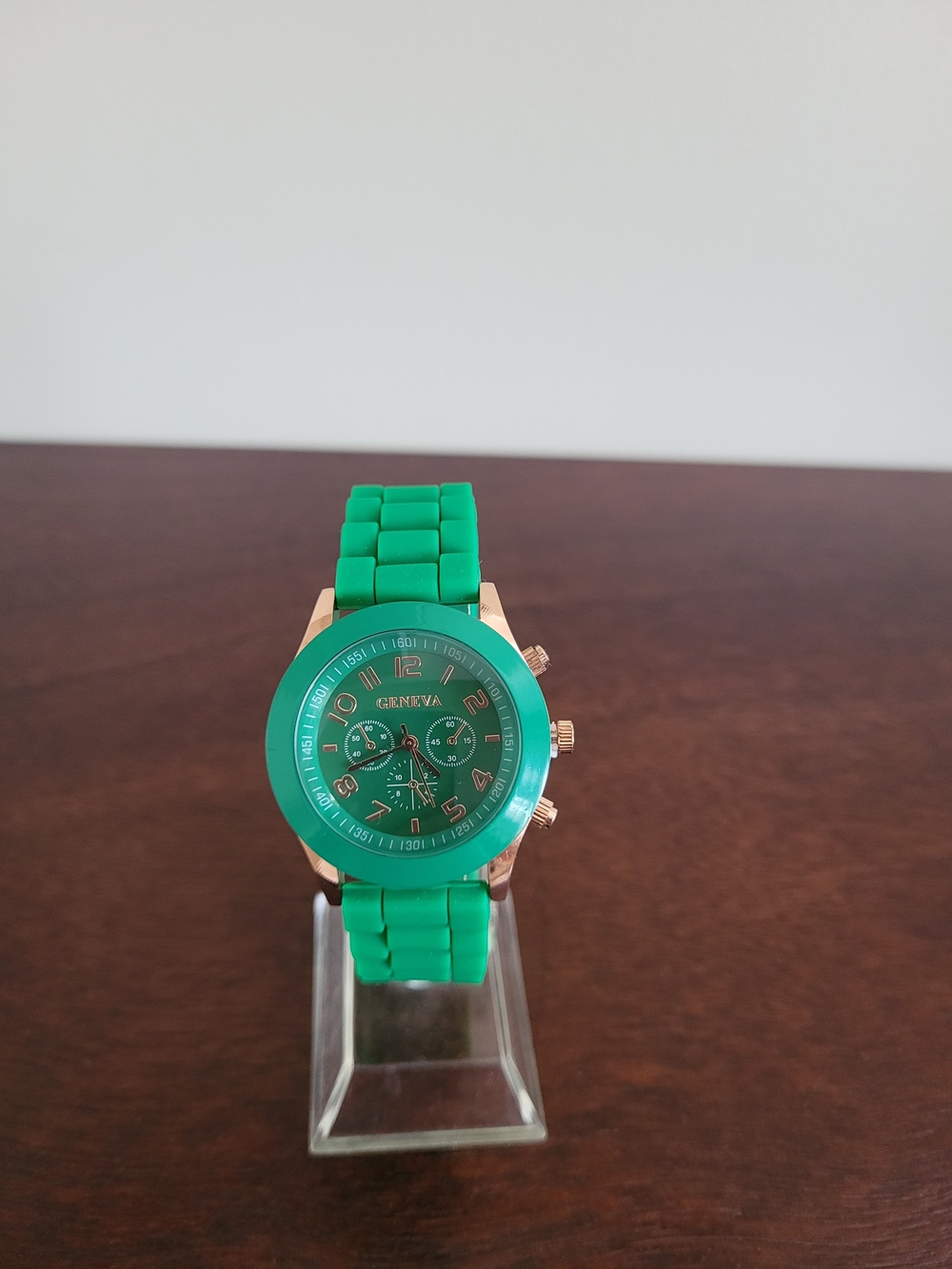 Brand New Dark Green and Rose Gold Geneva Women's Silicone Watch
